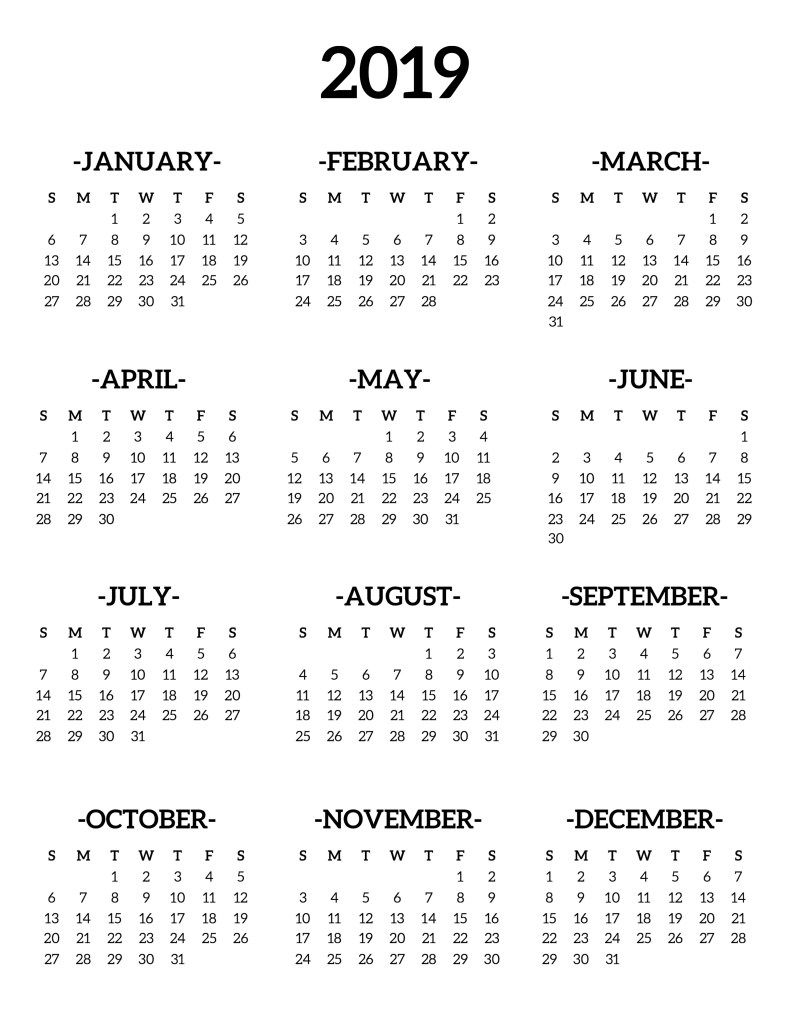 2019 Desk Calendar One Page Free Printables Pinterest Calendar