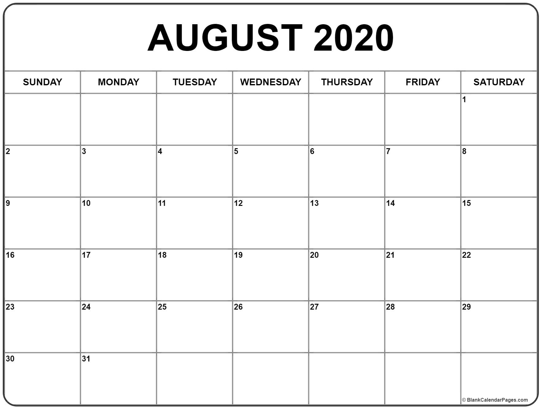 August 2020 Calendar 56 Templates Of 2020 Printable Calendars