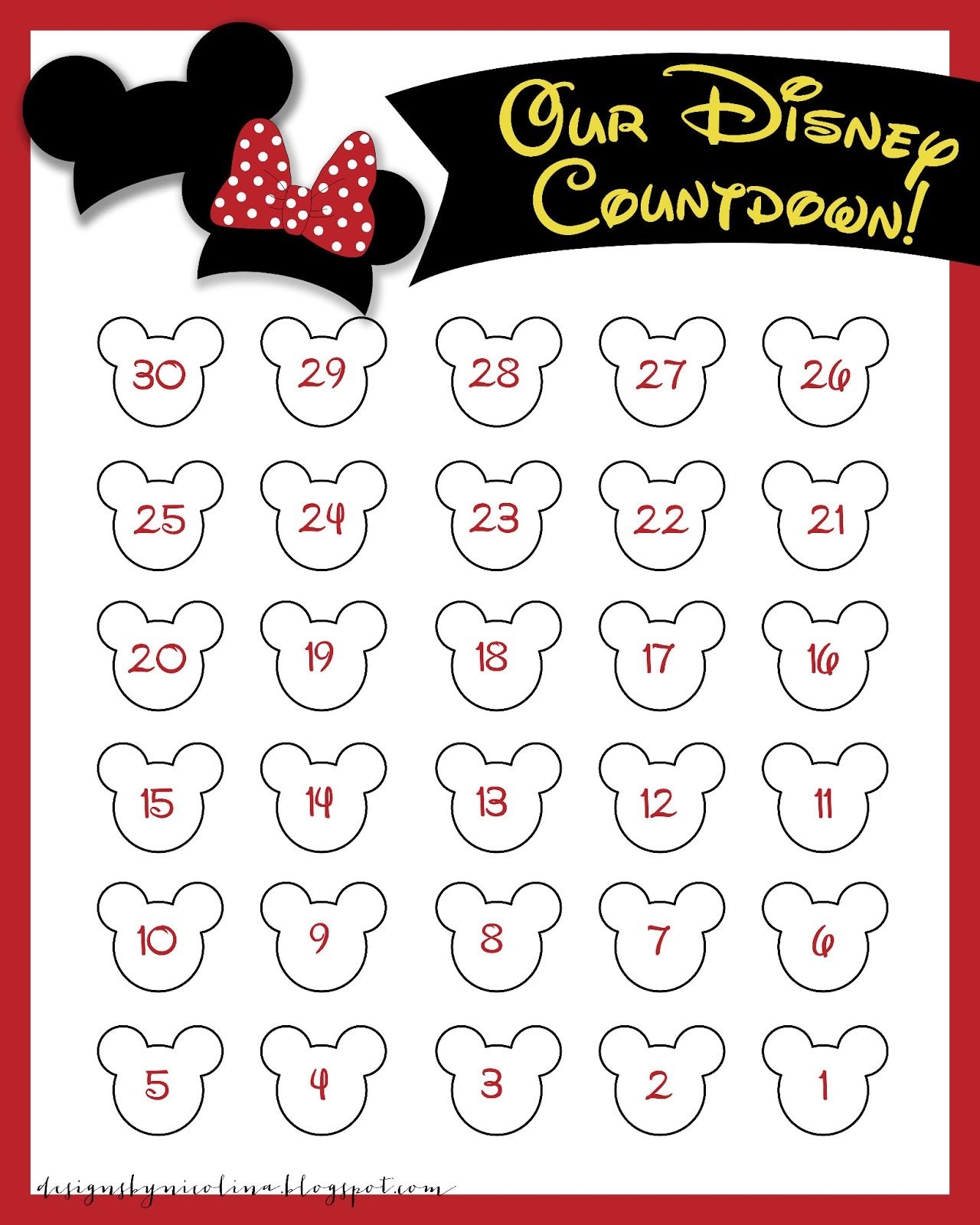 Disneyland Countdown Calendar Designs Nicolina Disney
