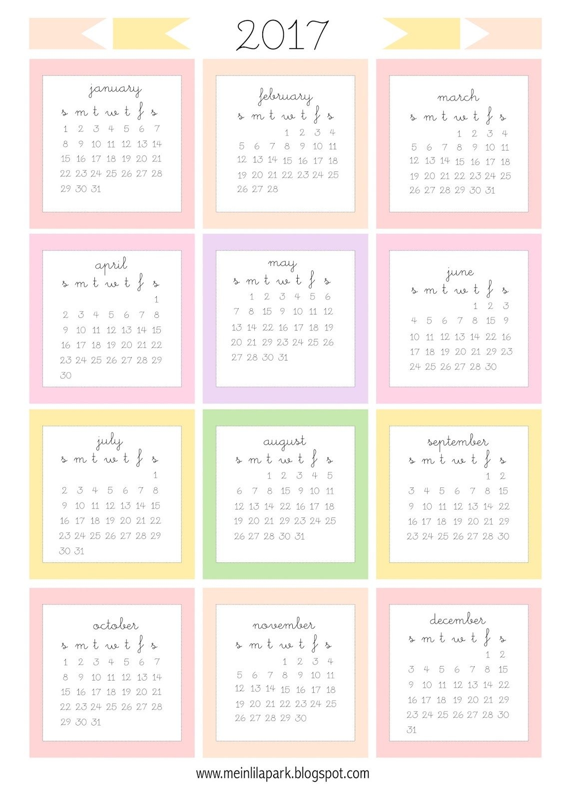 Free Printable 2017 Mini Calendar Cards Bullet Journal Stickers