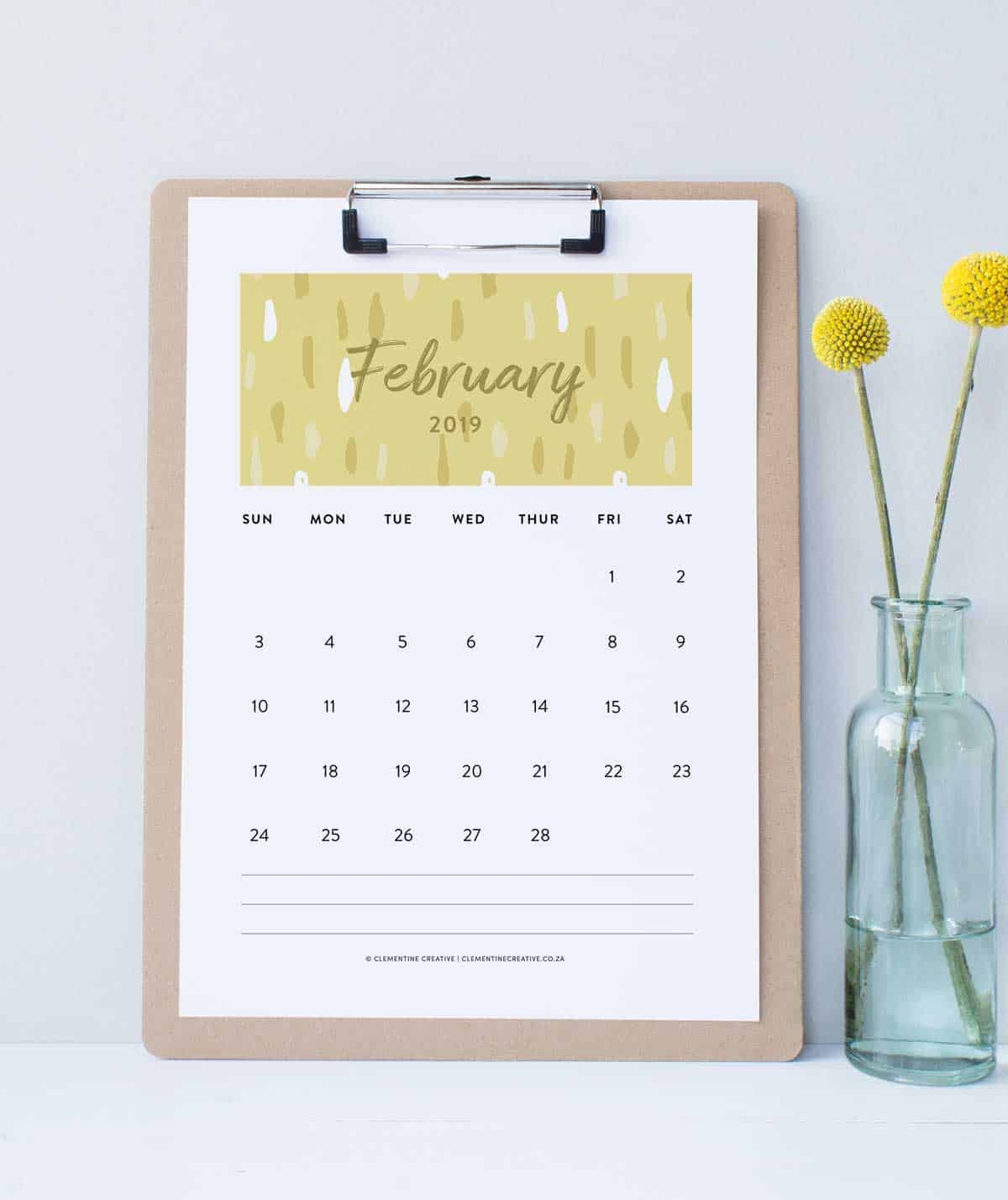 Free Printable 2019 Calendar A Pretty Monthly Calendar