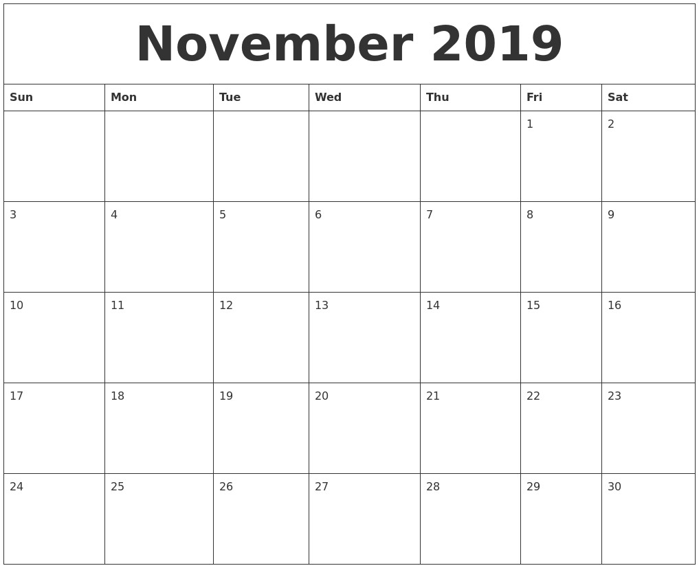 Free Printable Calendar Nov 2020