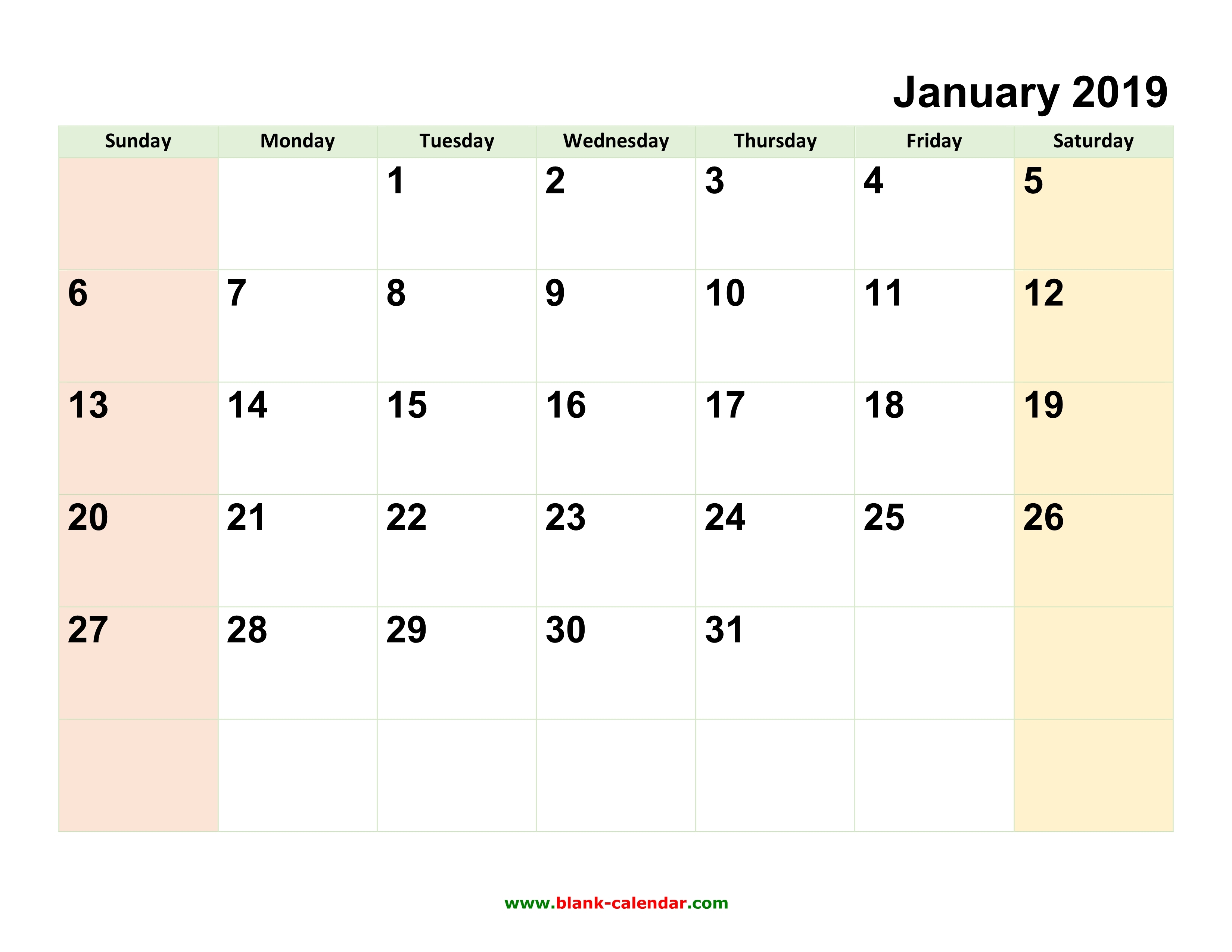 Monthly Calendar 2019 Free Download Editable And Printable