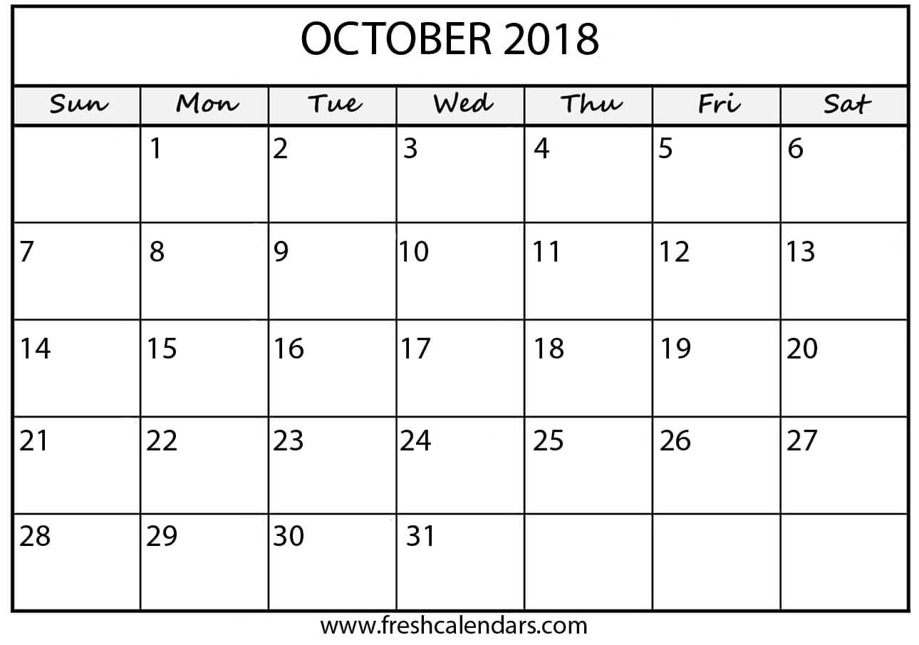 October Printable Calendar