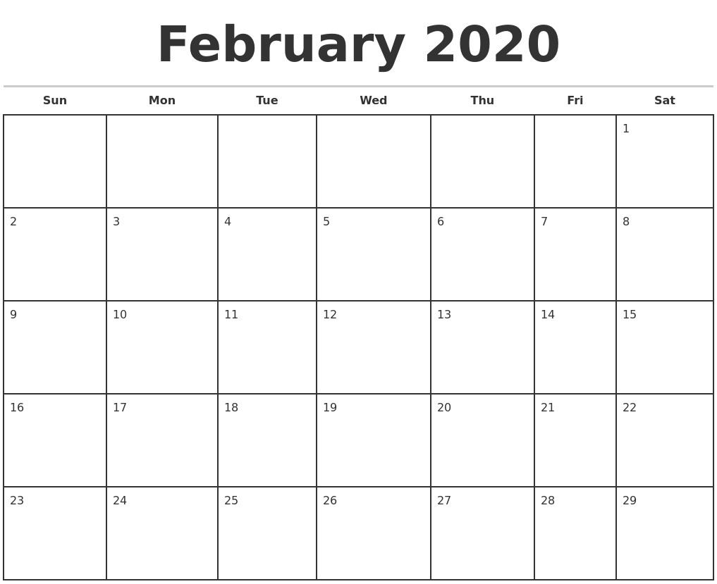 2020 Printable Monthly Calendars Qualads