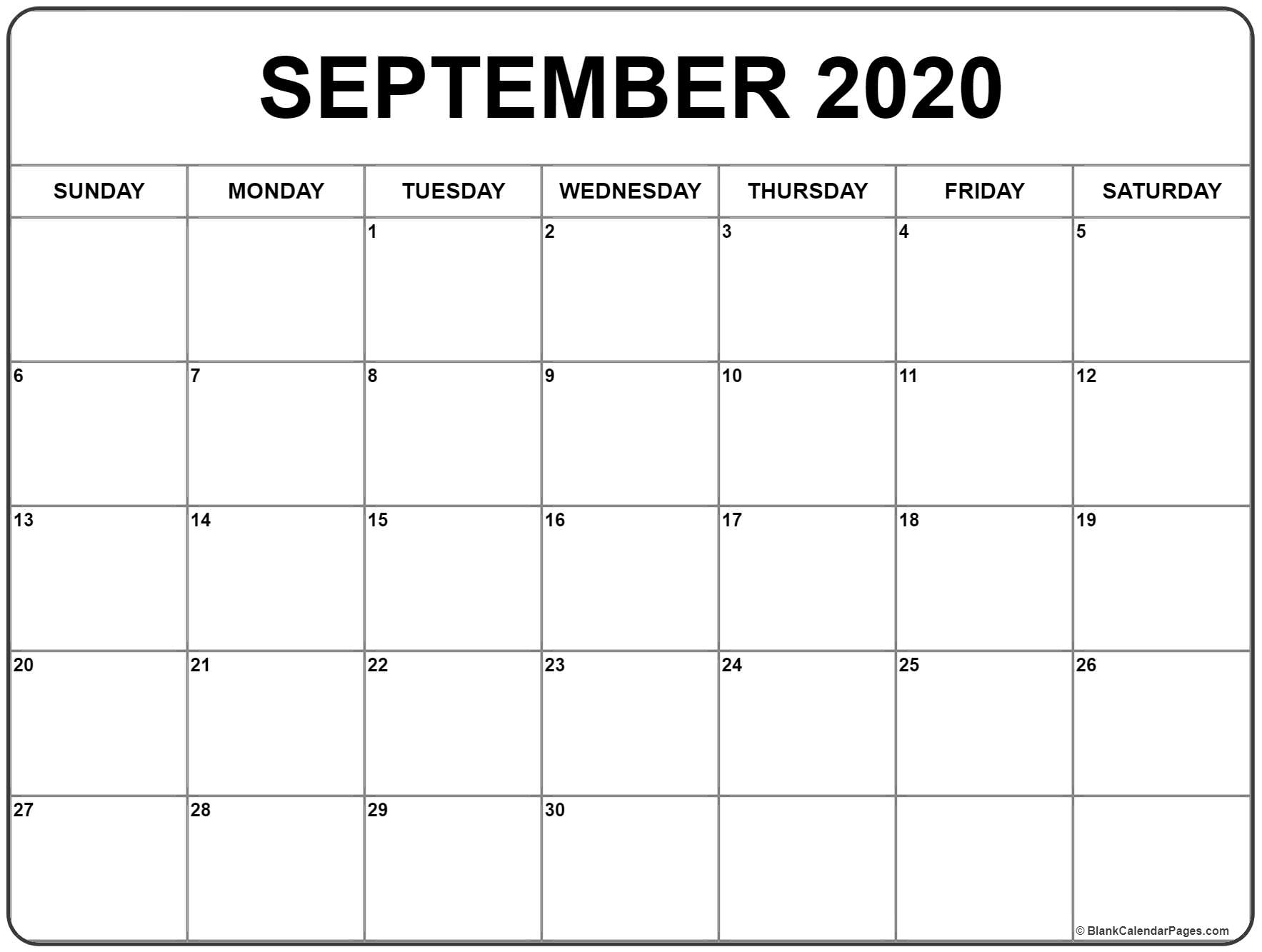 September 2020 Calendar 56 Templates Of 2020 Printable Calendars