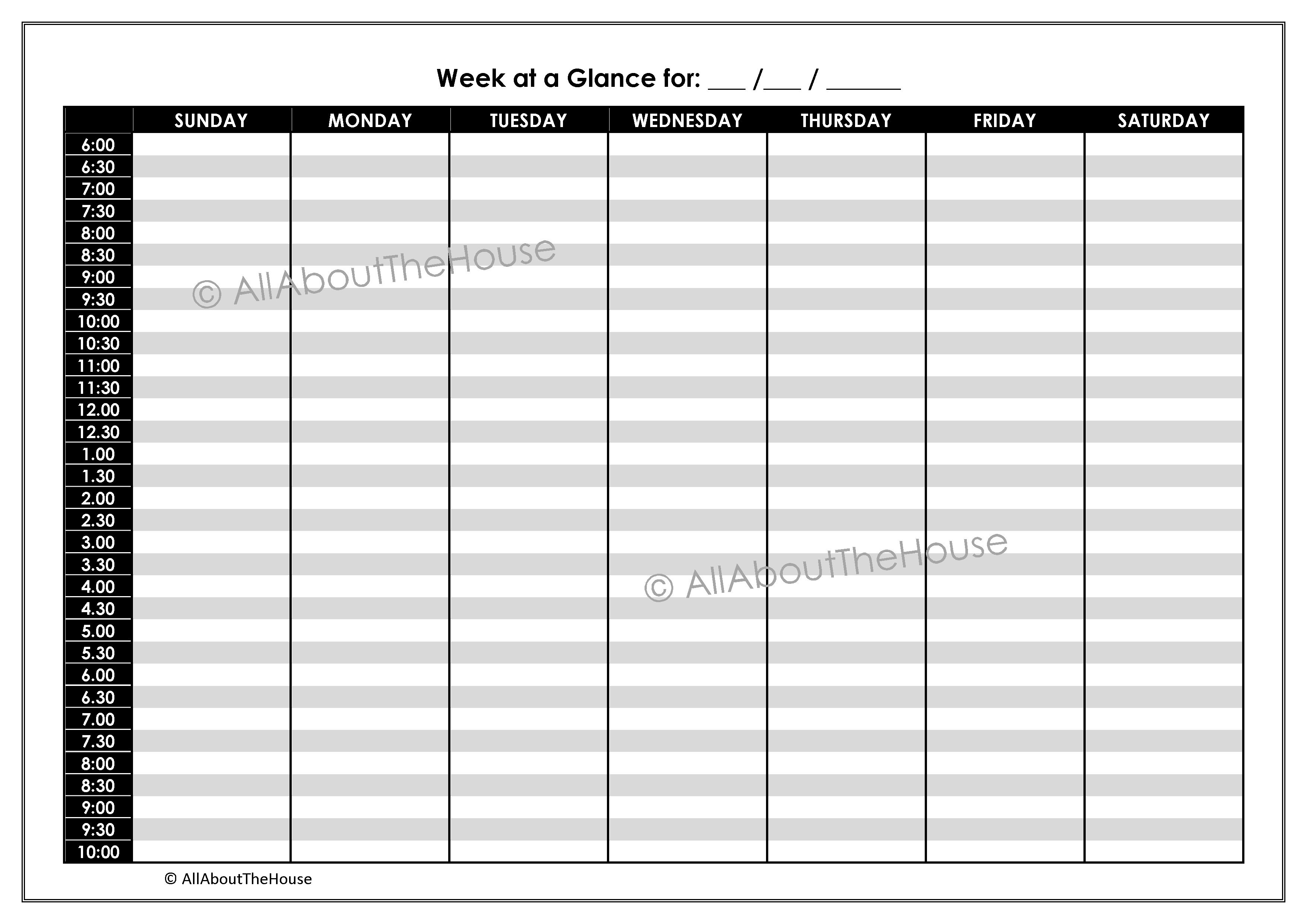 Week At A Glance Calendar Printable 8 Best Of Week At A Glance