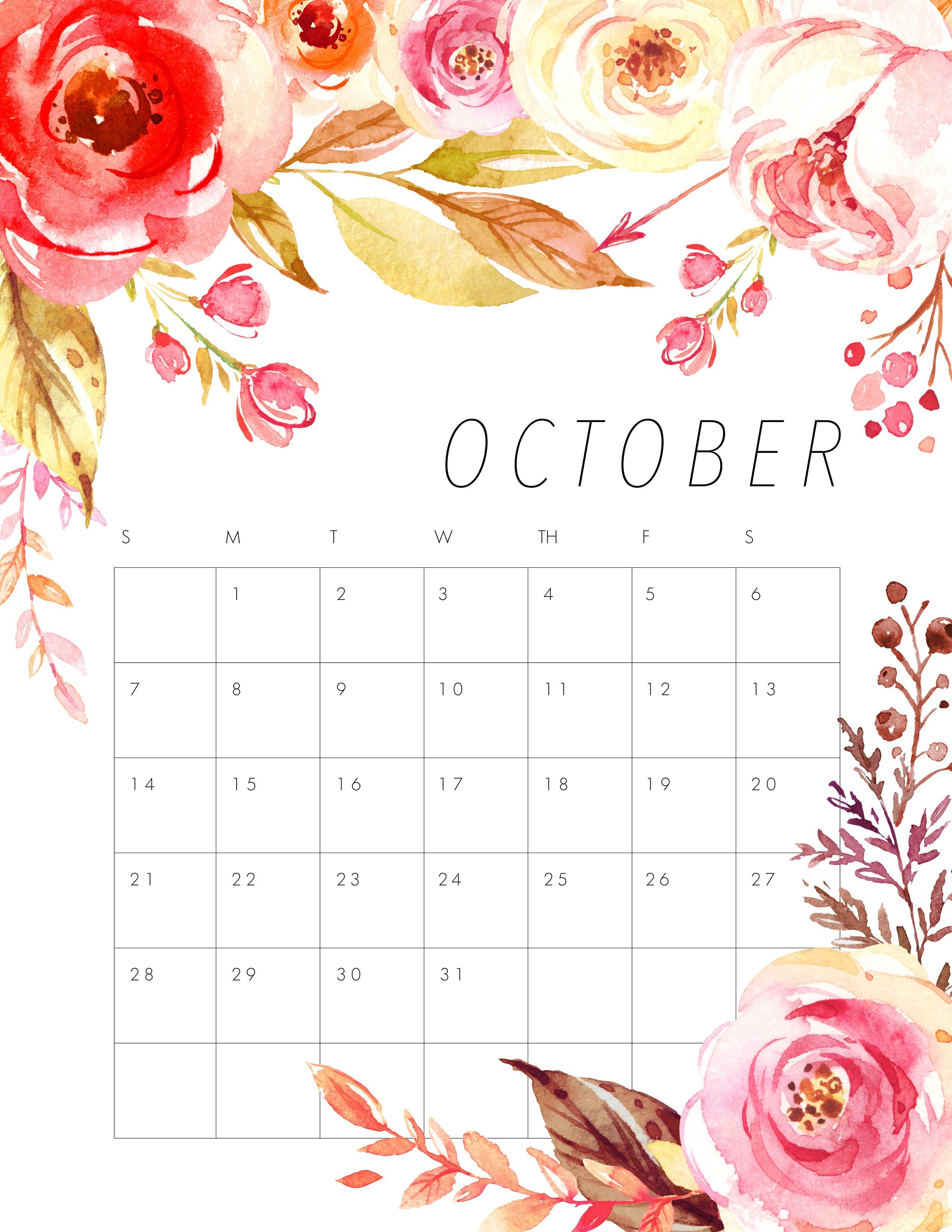 October 2018 Floral Calendar