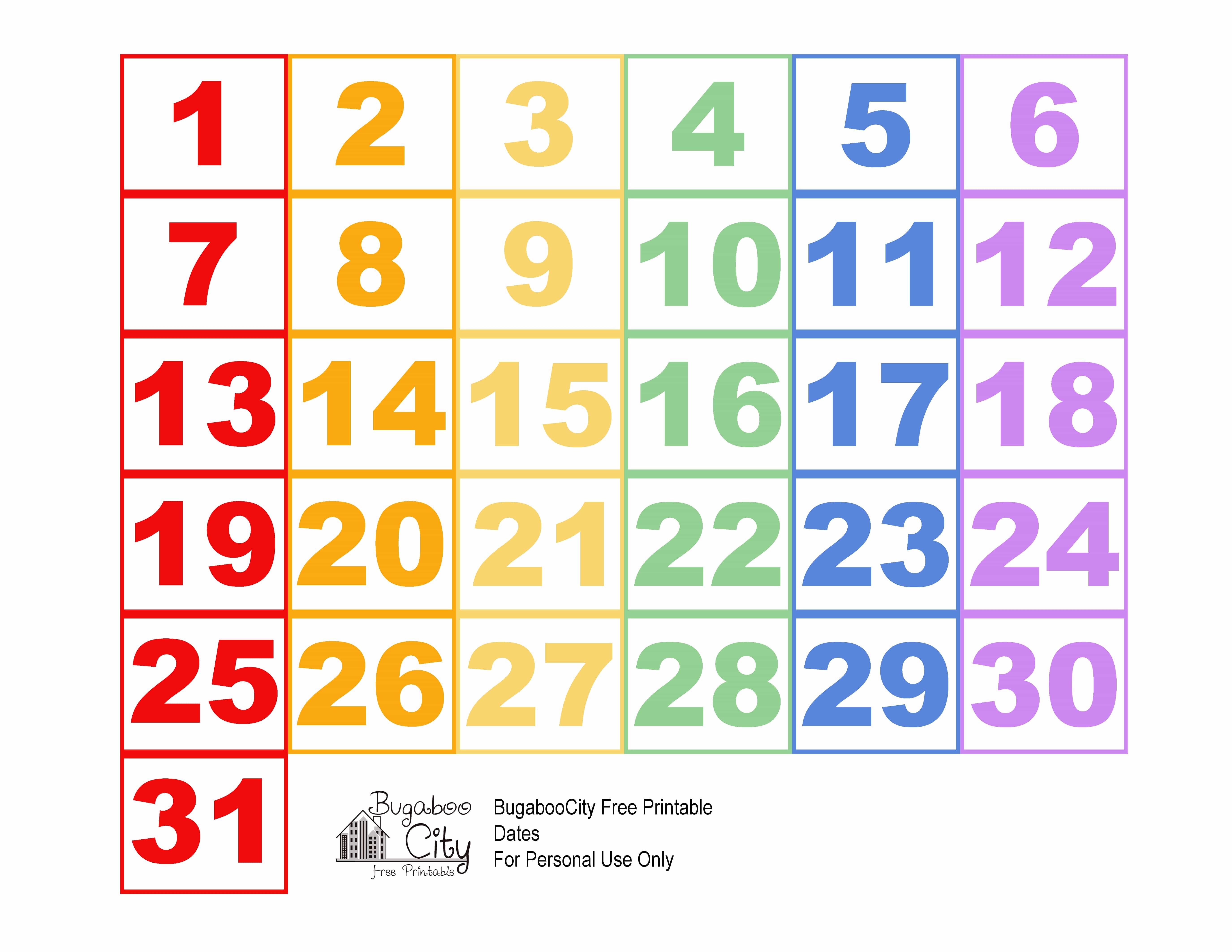 Printable Calendar Pieces Free Printable Preschool Calendar Numbers