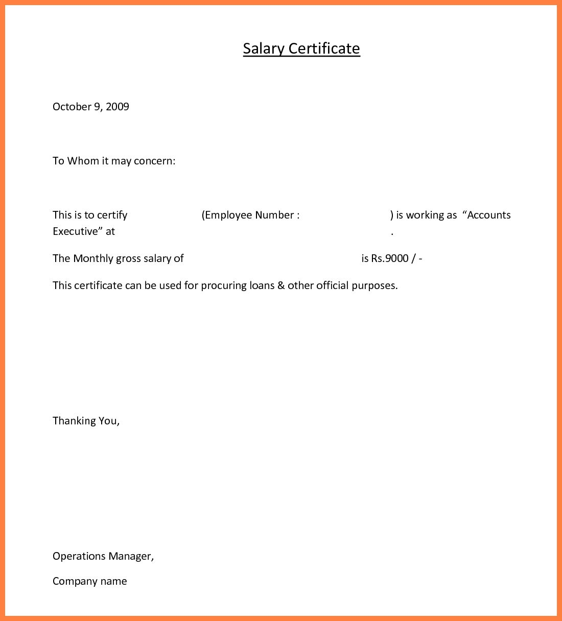 5 Salary Certificate Templates For Employer Pdf Doc Free