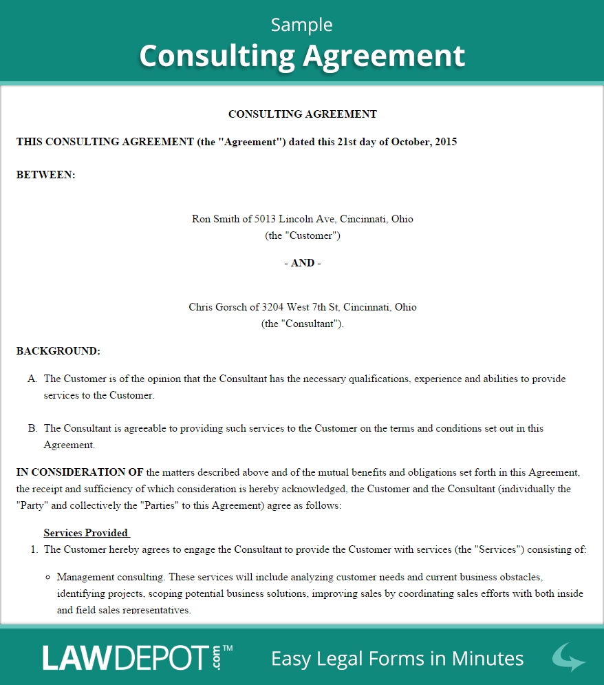 Consulting Agreement Template Us Lawdepot