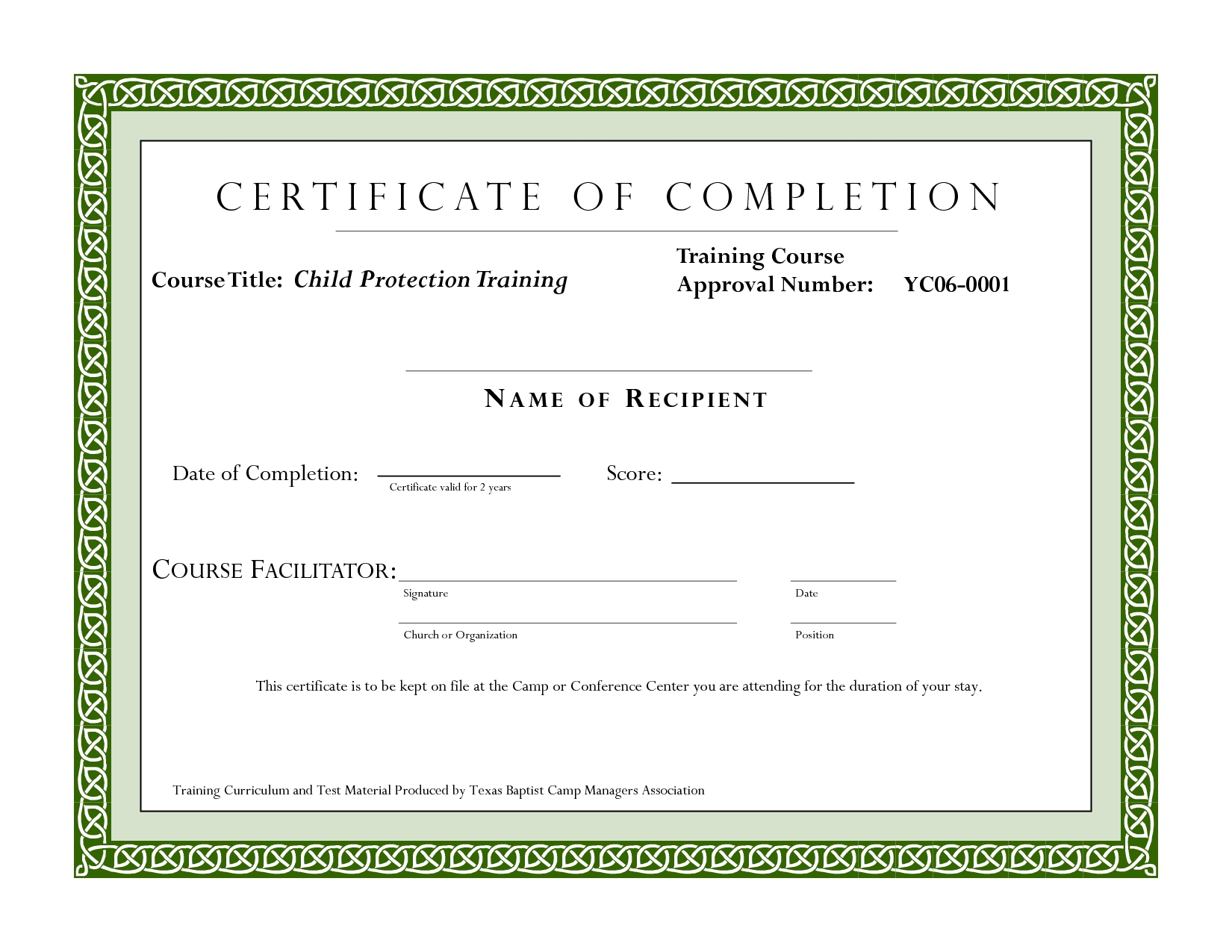 Course Completion Certificate Template