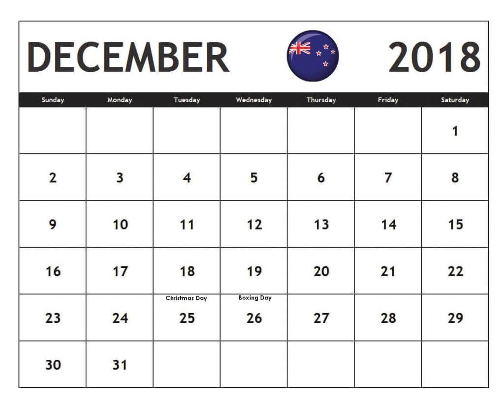 November 2018 Calendar Nz New Zealand