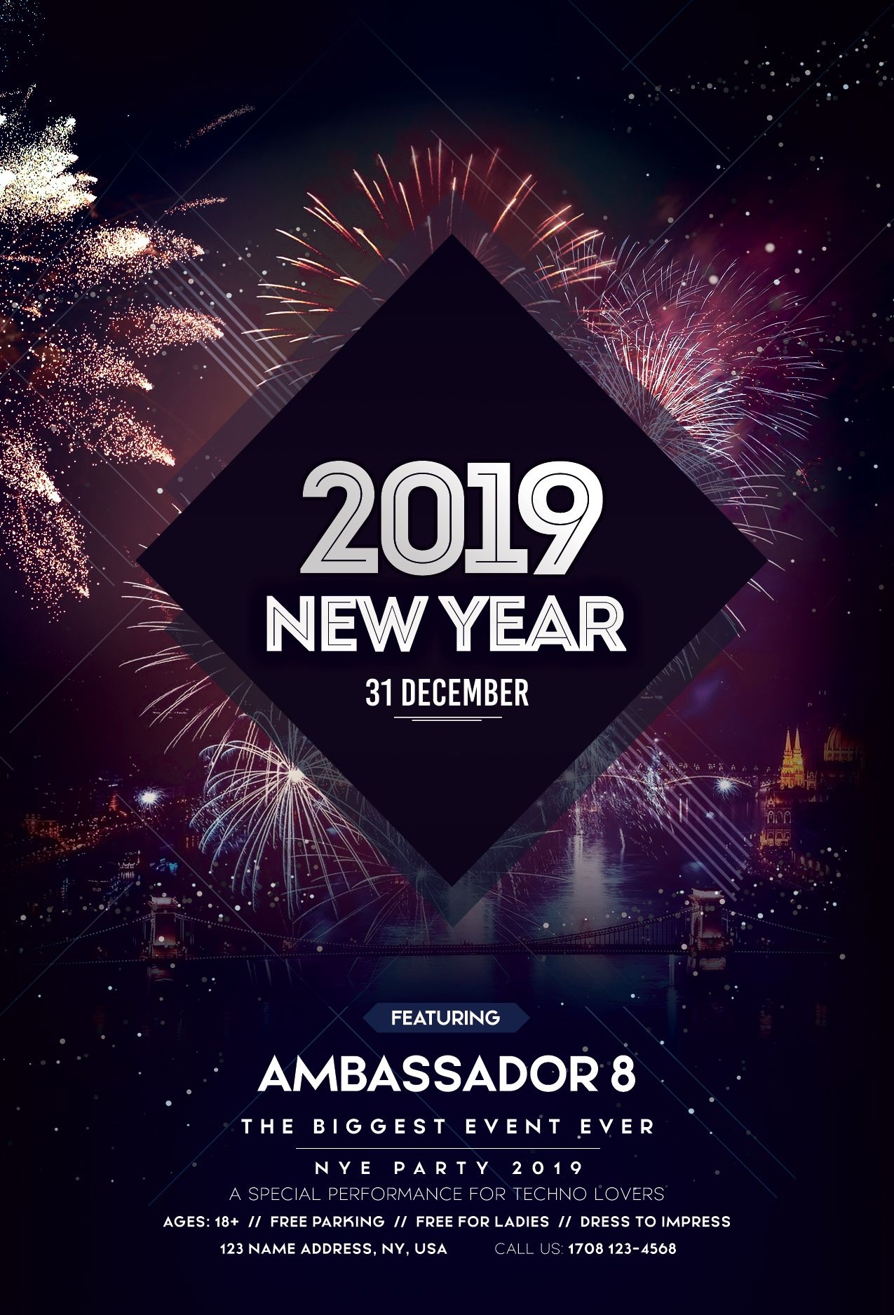 Download 2019 Happy New Year Psd Flyer Template For Free Free Psd