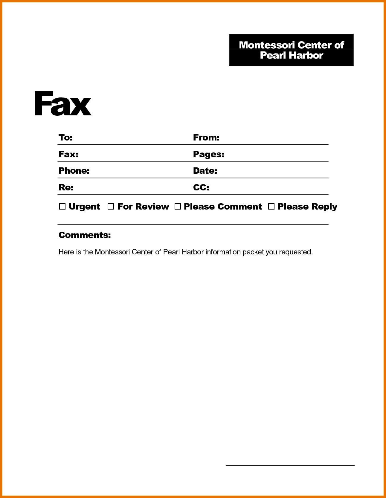 Fax Template Word
