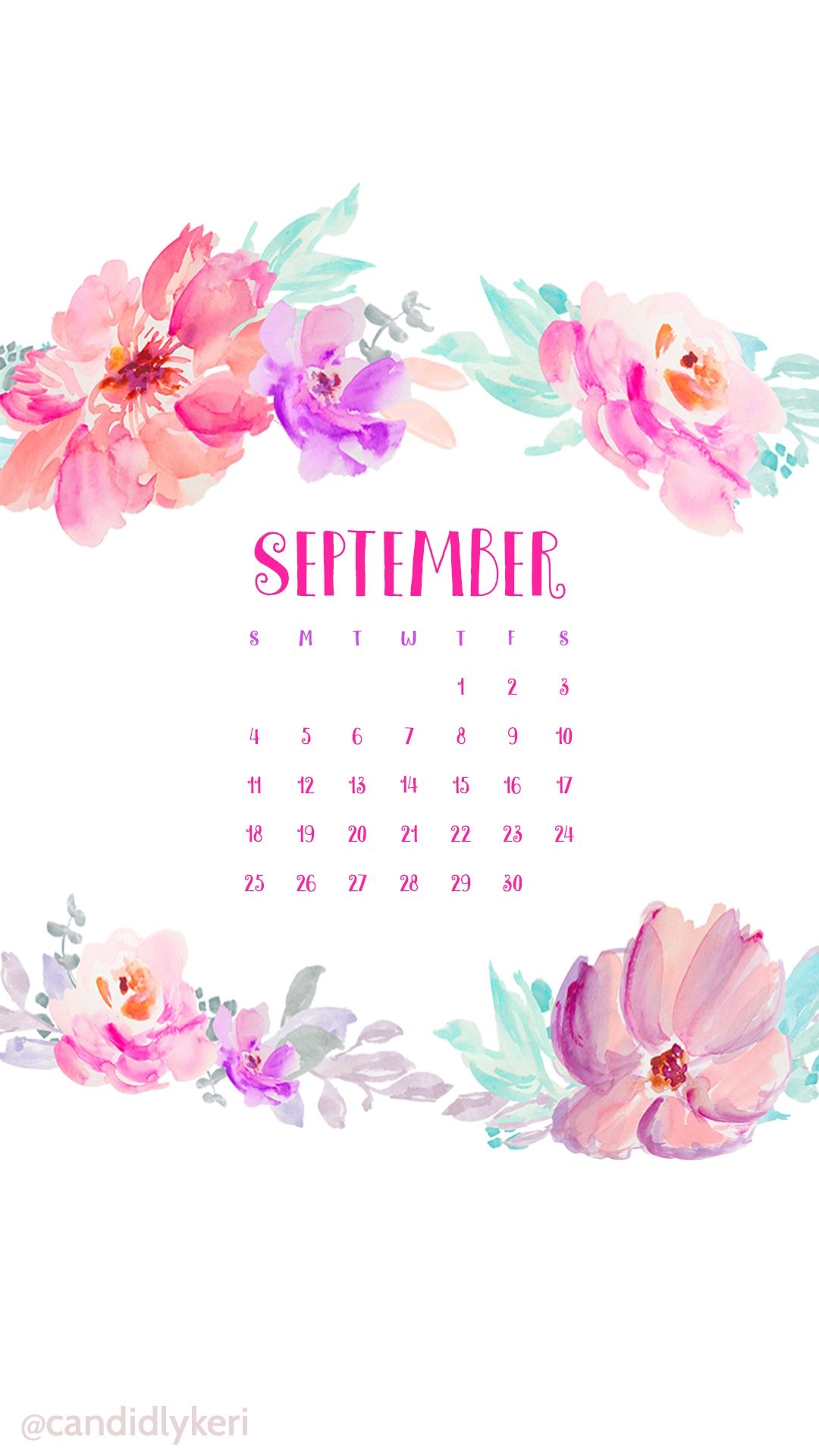 Flower Crown Watercolor September Calendar 2016 Wallpaper You Can