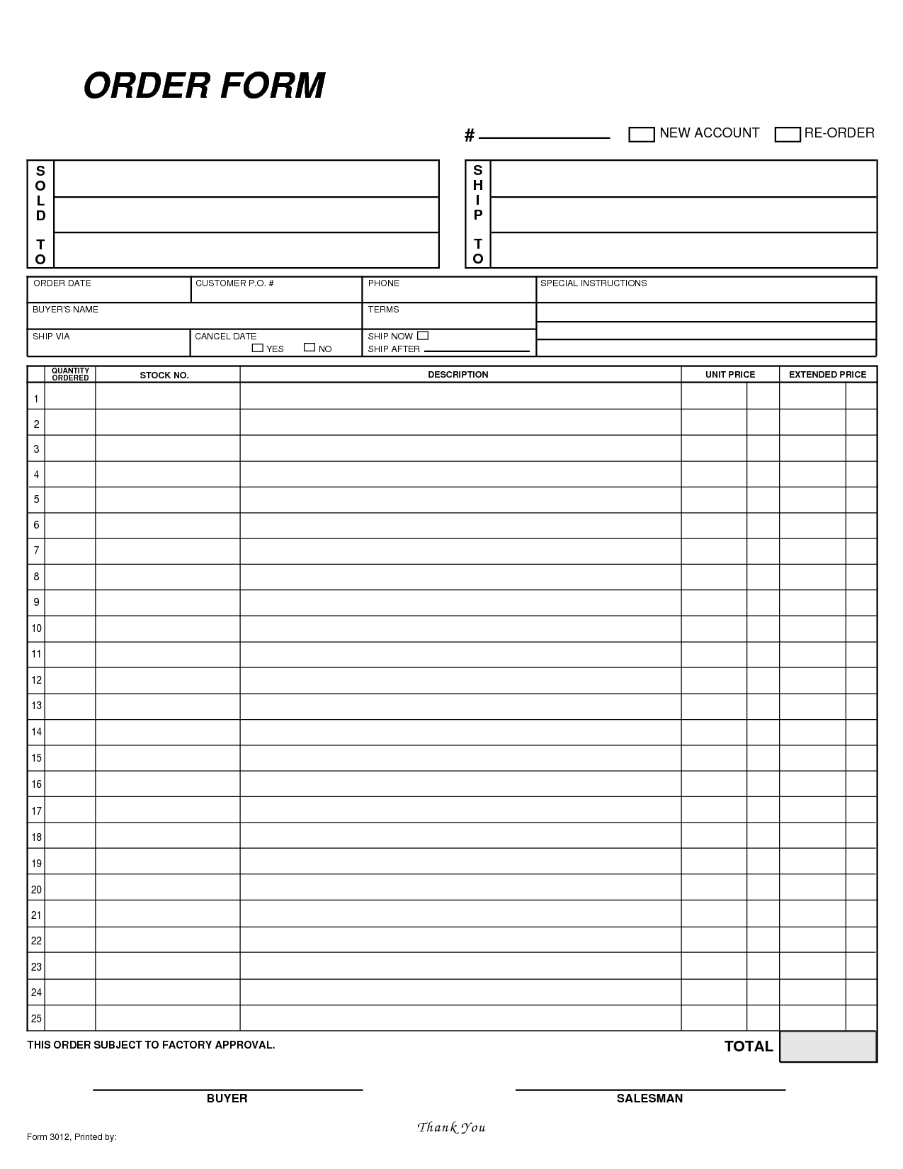 Free Blank Order Form Template Yummy Order Form Template Order