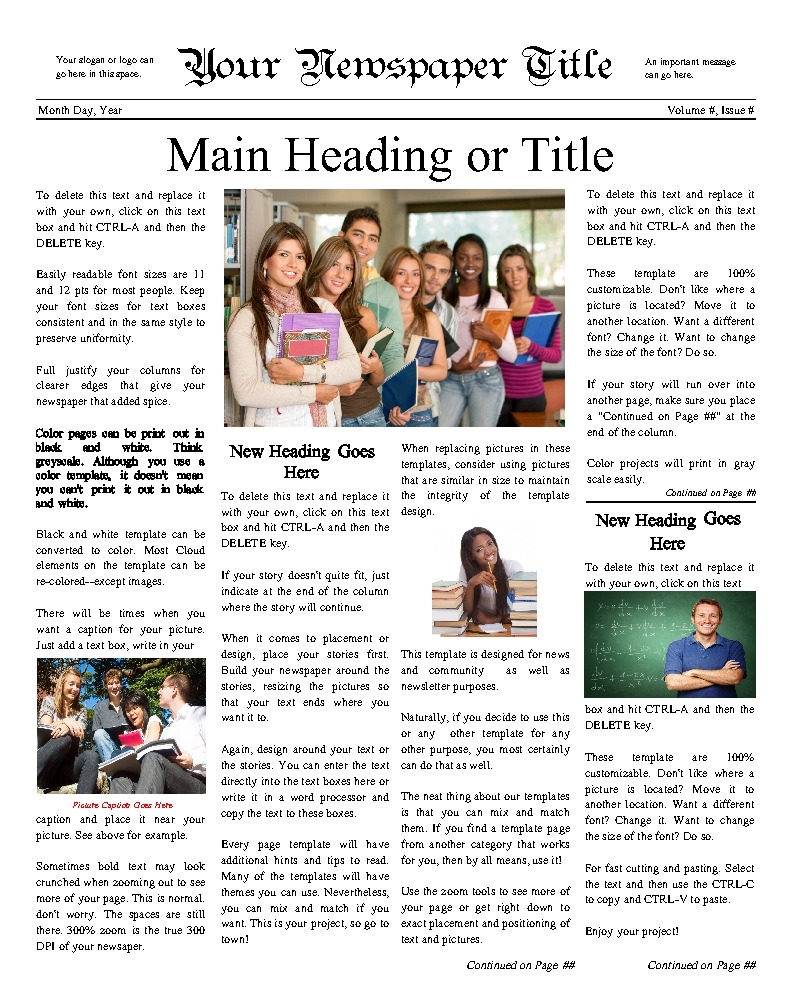 Create Your Own Newspaper Template Qualads