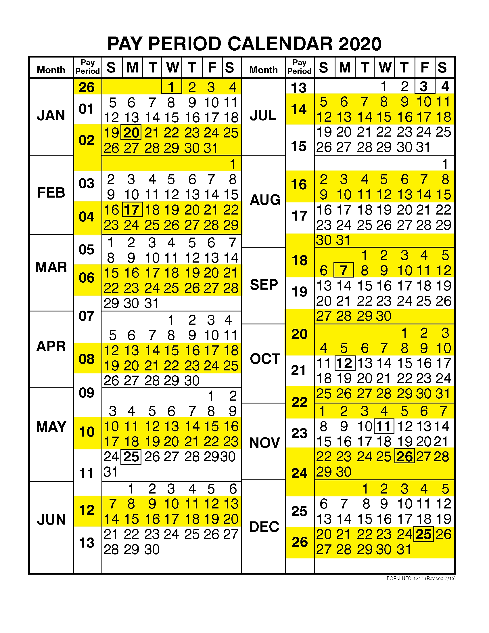 Pay Period Calendar 2020 By Calendar Year Qualads