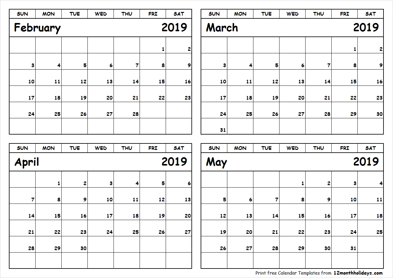 February May 2019 Calendar Template