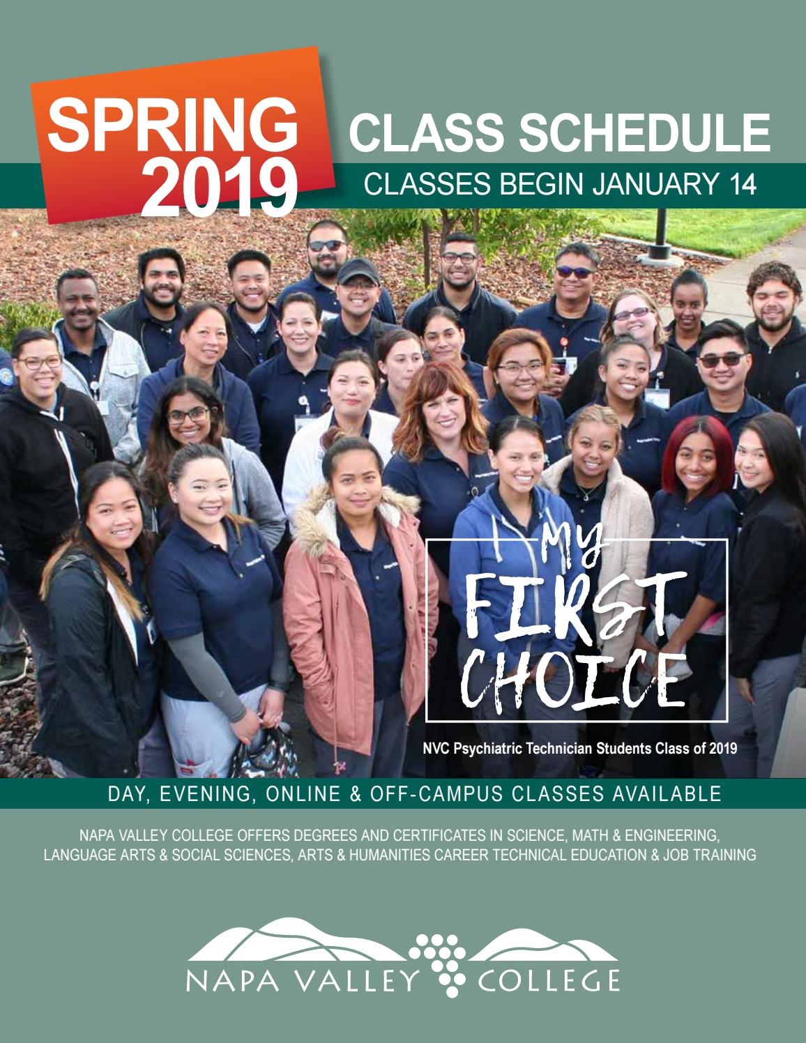 Spring 2019 Schedule Of Classes 2 Napavalleycollege Issuu