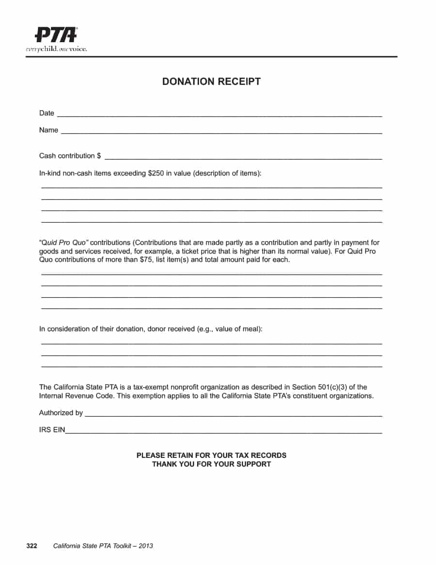 Sample Donation Receipt Template
