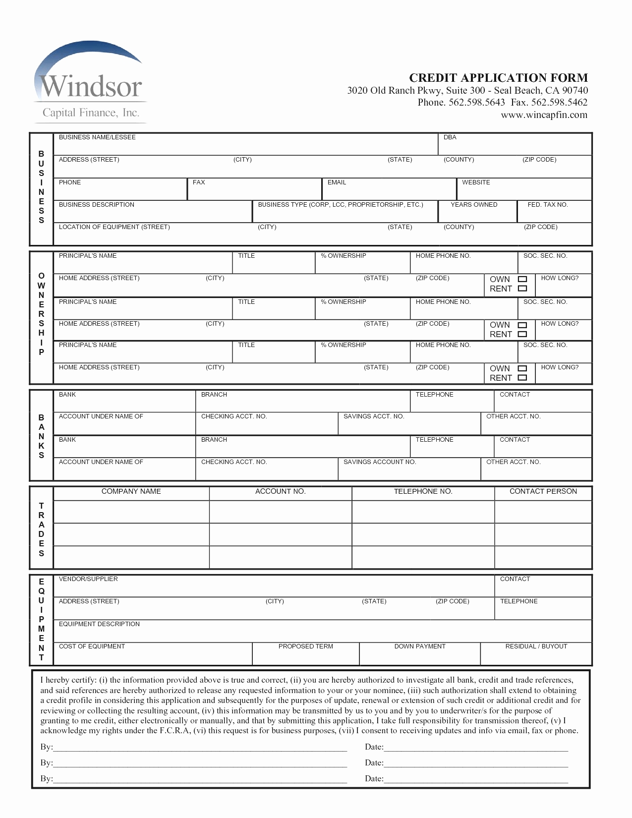 Business Credit Application Form Template New Business Form