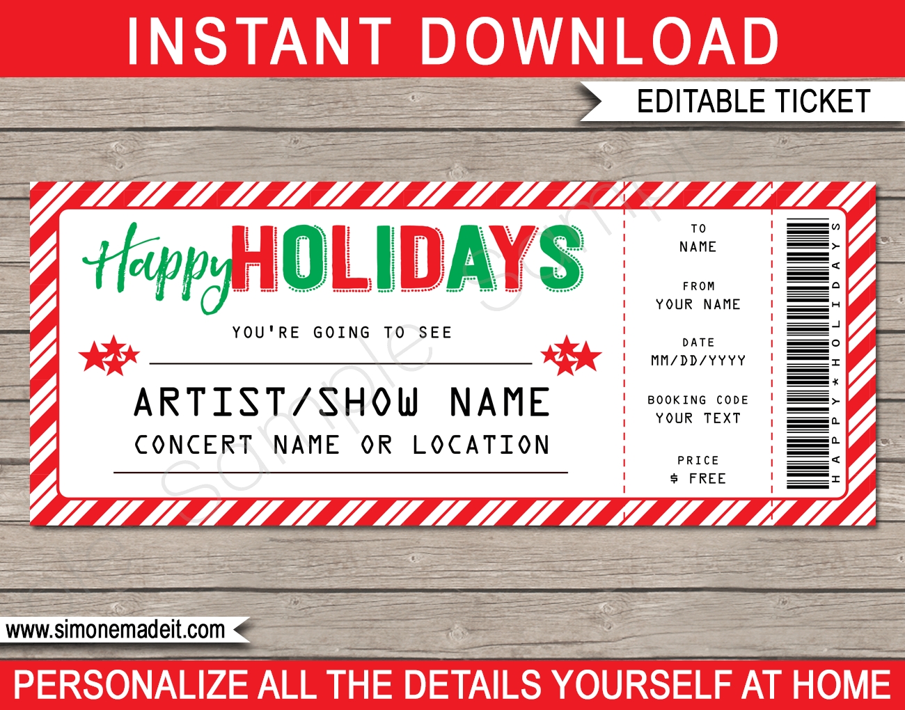 Fake Concert Ticket Printable Template Surprise Tickets To A Concert