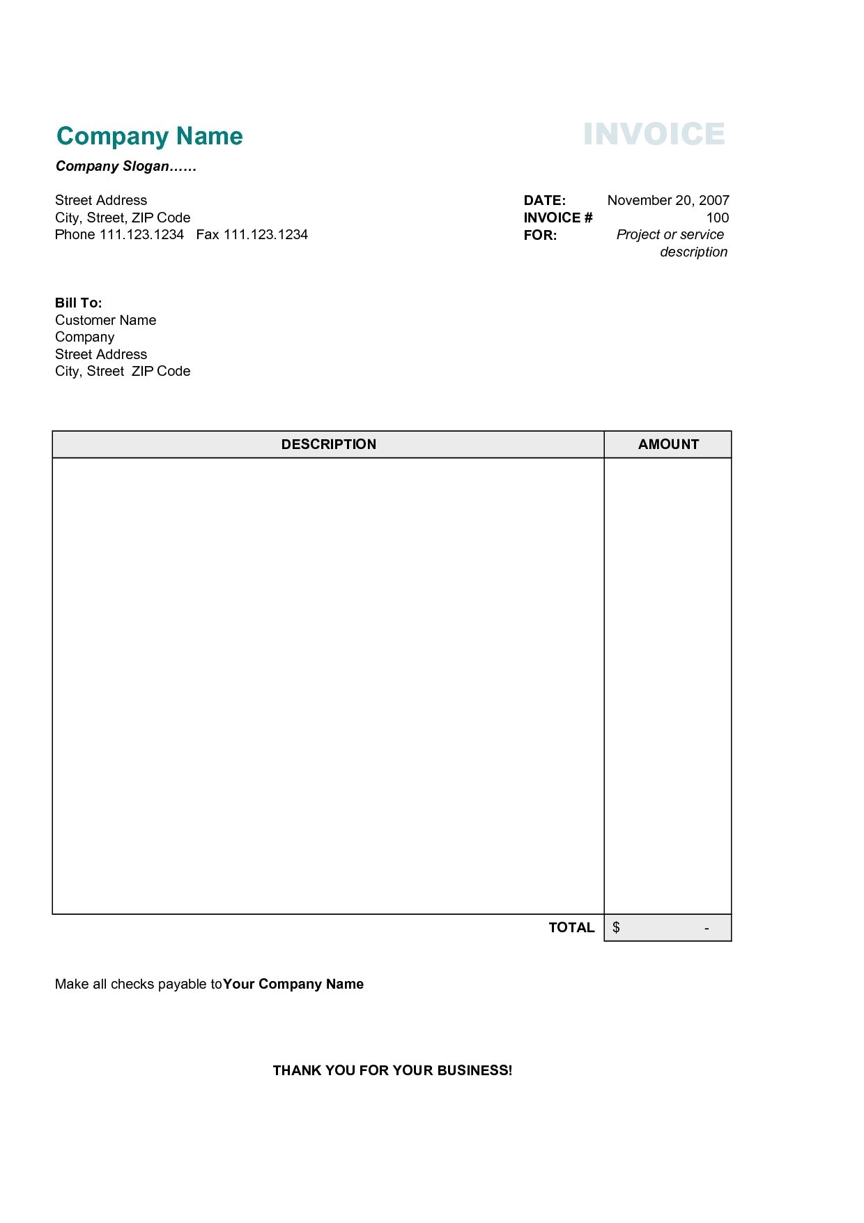 Free Business Invoice Template Best Business Template Free Invoice