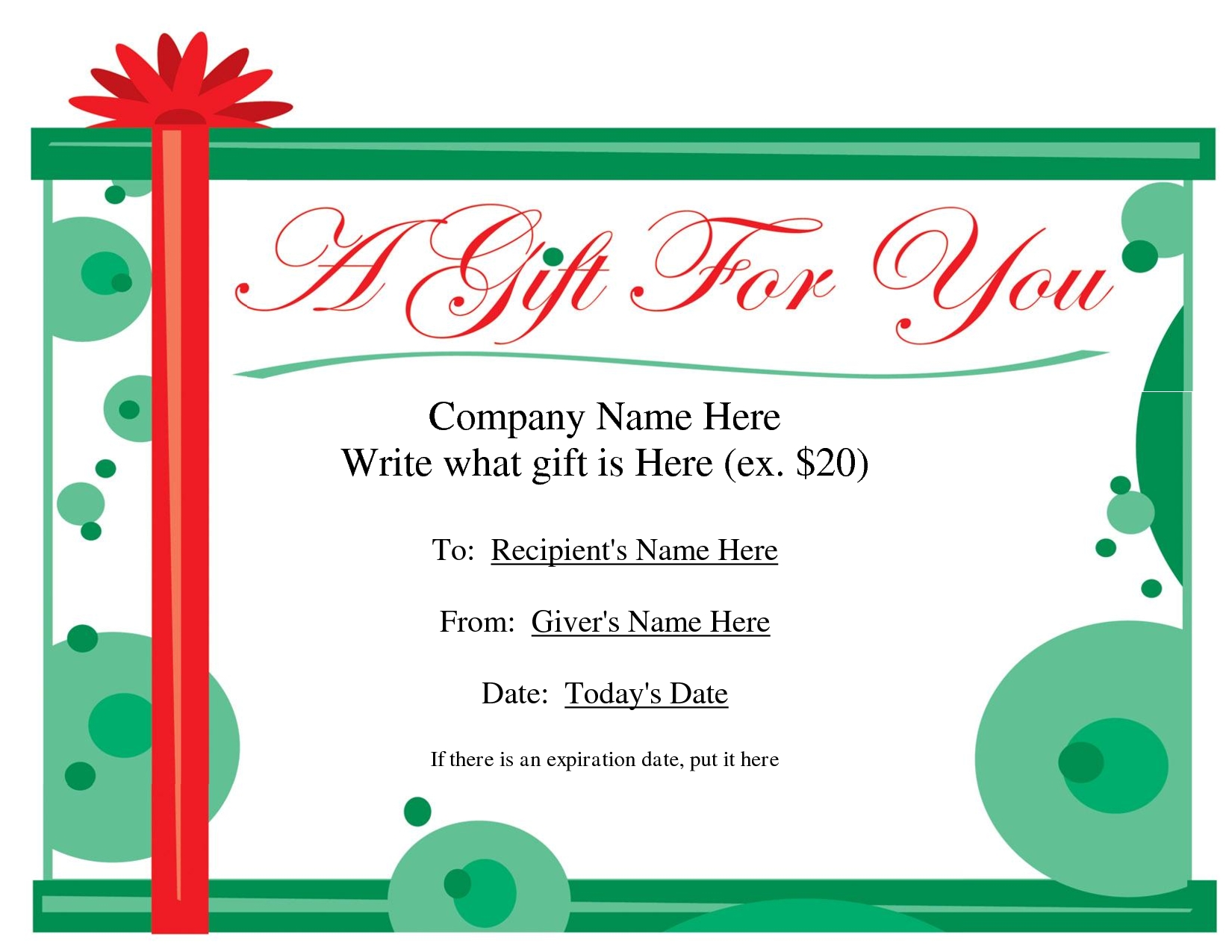 Free Printable Gift Certificate Template Free Christmas Gift