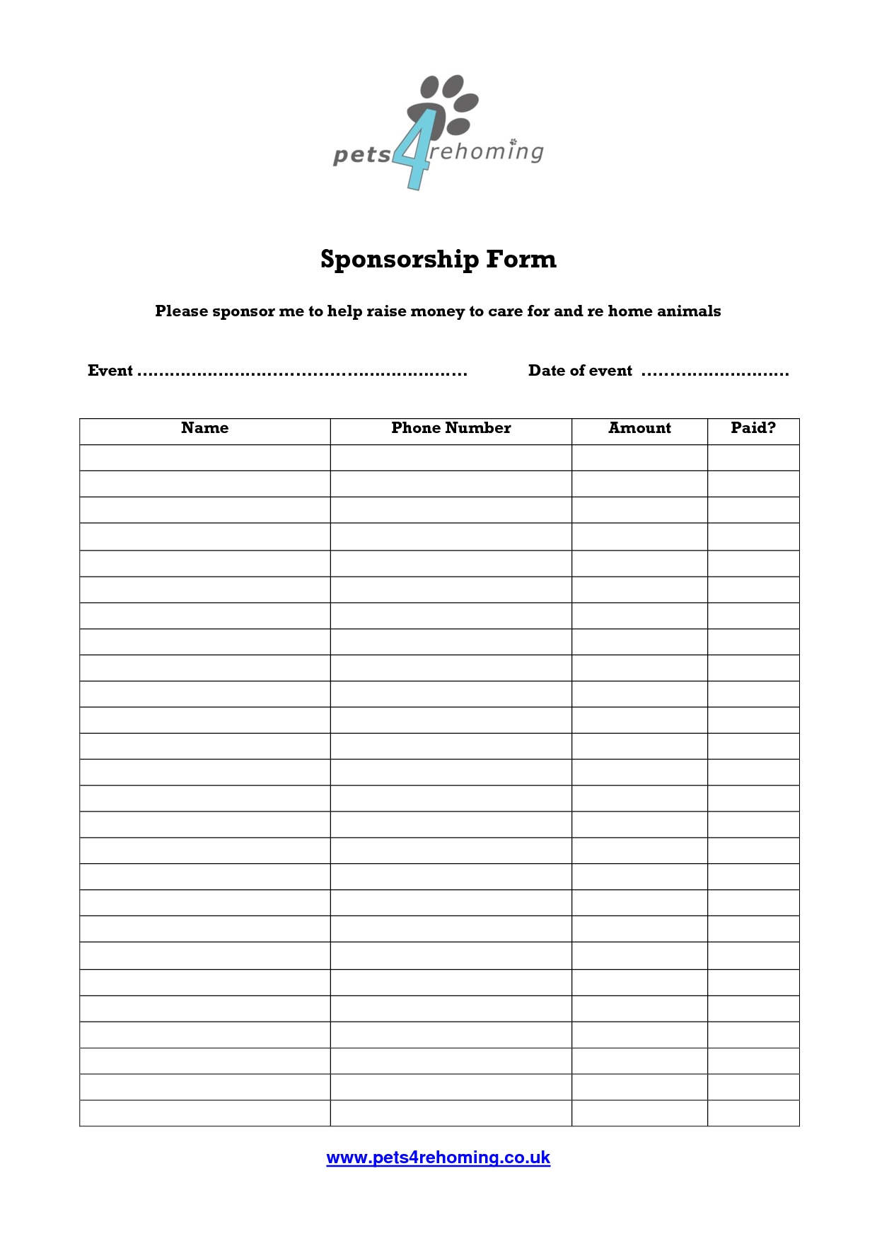Free Sponsorship Form Template Oloschurchtp Flyer Ideas