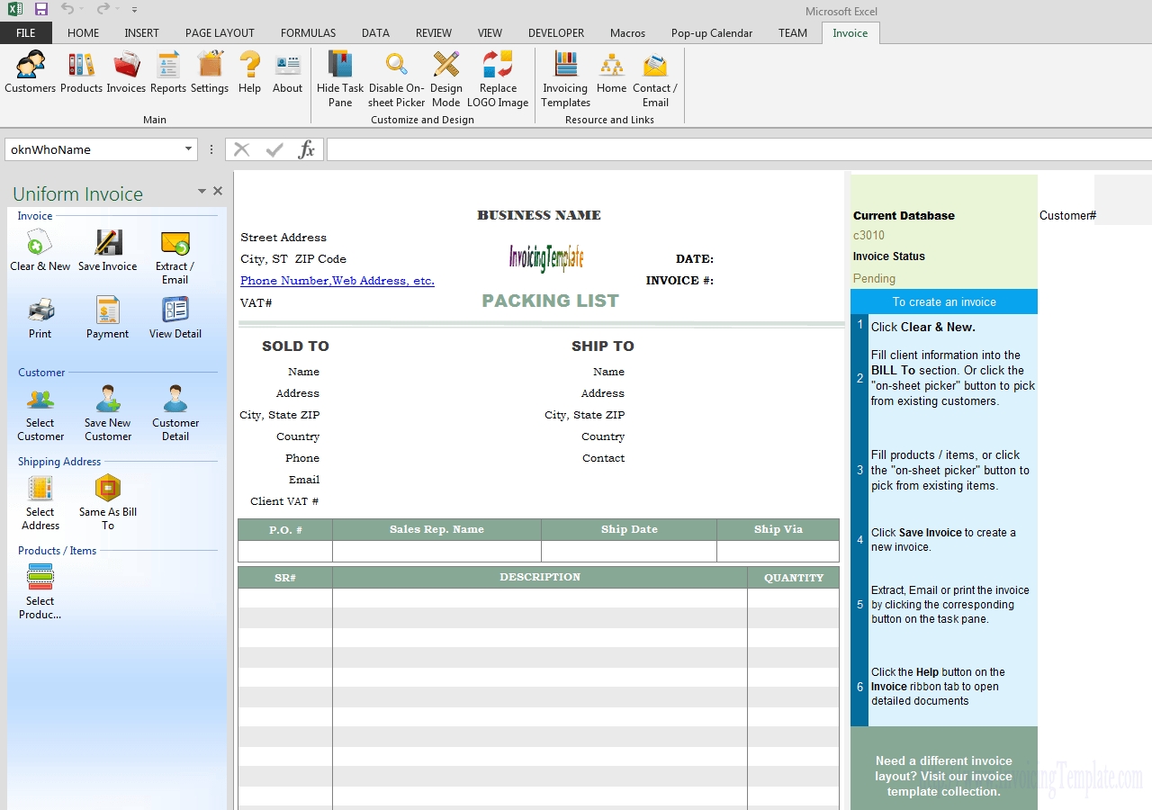 General Waybill Free Invoice Templates For Excel Pdf