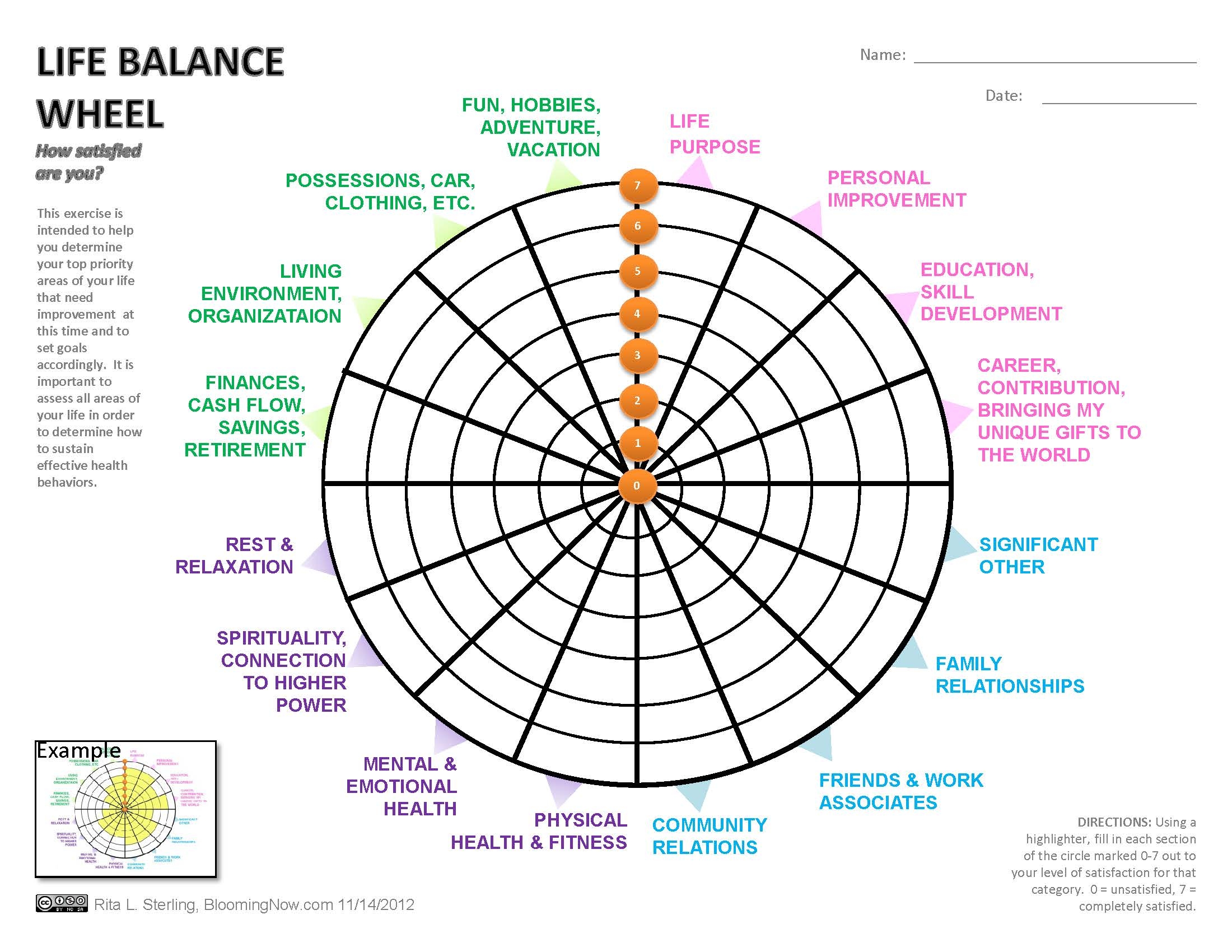 Life Balance Wheel Template