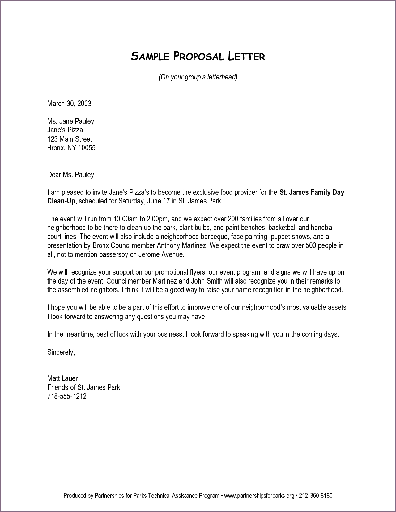 Sales Proposal Letter Template
