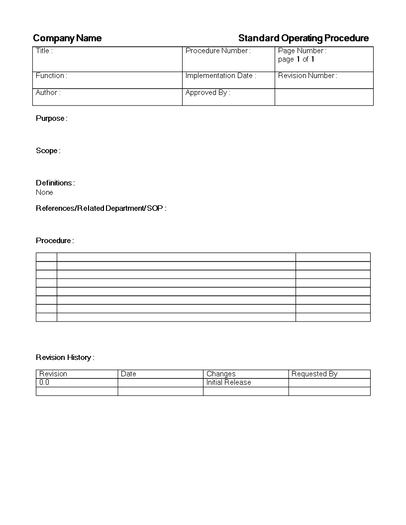 Standard Operating Procedure Template Download This Free Printable