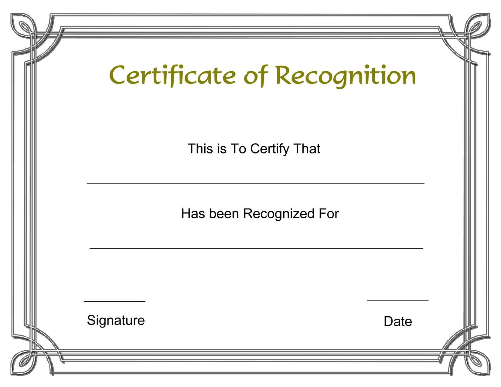 Recognition Certificate Templates Appreciation