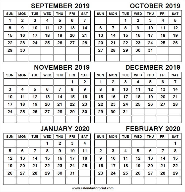 September 2020 February 2020 Calendar