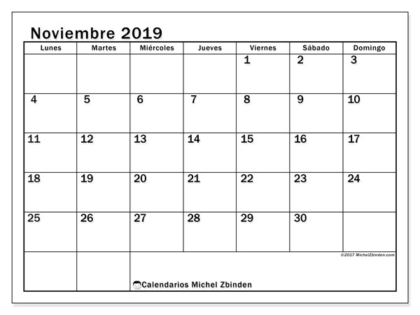 Calendarios Noviembre 2019 Ld Michel Zbinden Es