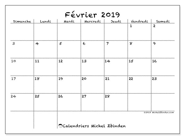 Calendrier Fvrier 2019 77ds Michel Zbinden Fr