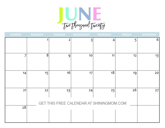 Free Printable 2020 Calendar So Beautiful Colorful Quotes