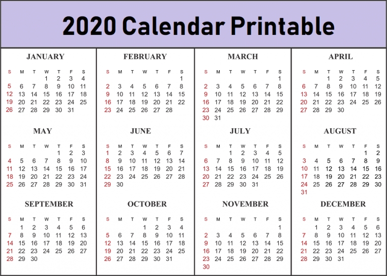 Free Printable Calendar 2020 Template In Pdf Excel Word Calendar Top