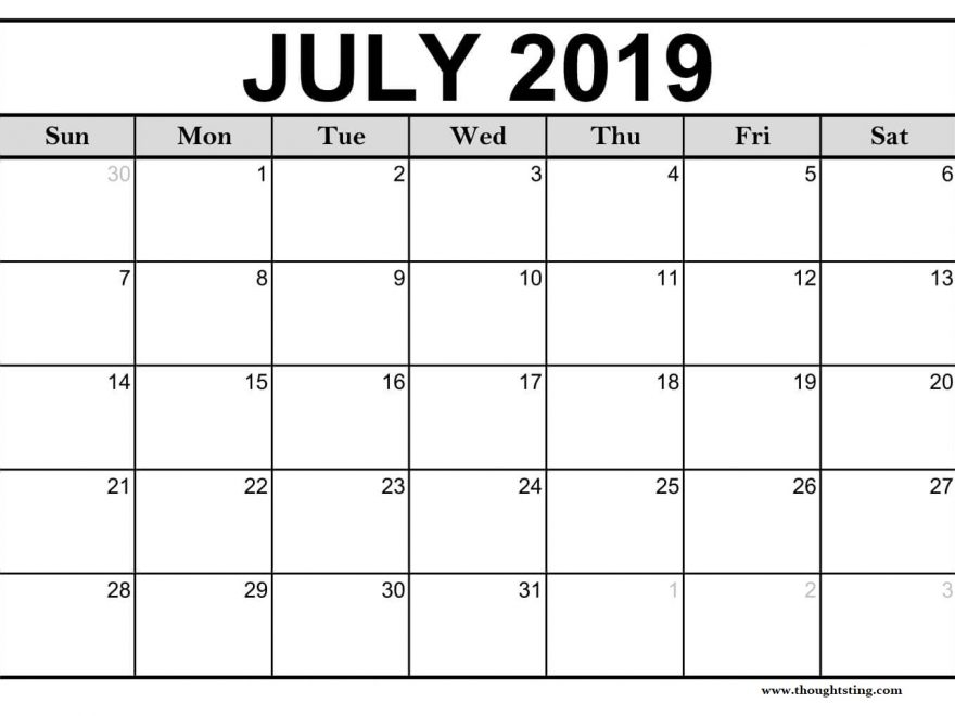 July 2019 Calendar Images
