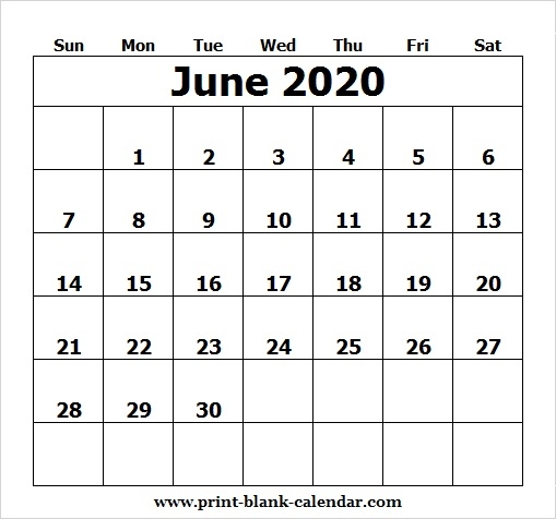 June Calendar 2020 For Kids