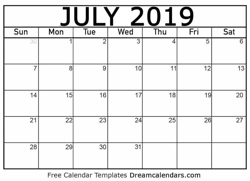 Ko Fi Printable July 2019 Calendar Ko Fi Where Creators Get