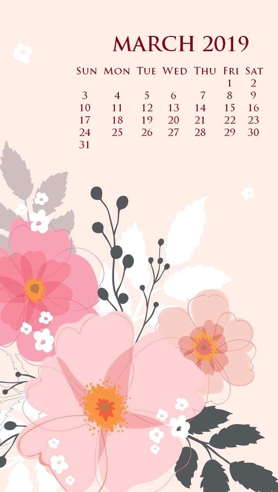 March 2019 Iphone Screen Saver Calendar Wallpaper Calendar Designs