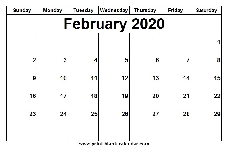 Printable Calendar February 2020 Template Pdf Excel Word Image
