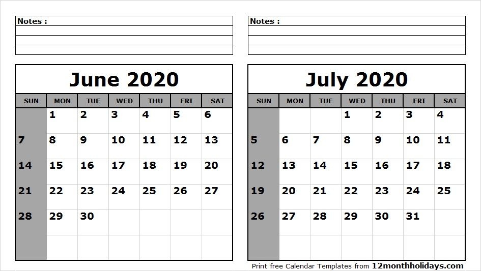 June July 2020 Calendar Printable 2018 Calendar 2021 Calendar