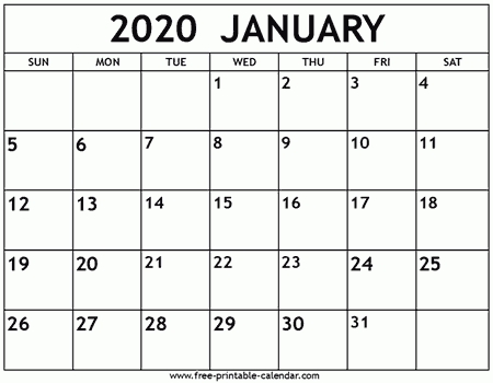 January 2020 Calendar Template - Free-Printable-Calendar