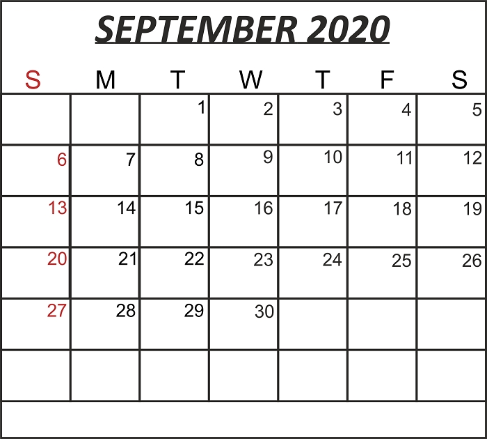 Free September 2020 Printable Calendar Template In Pdf, Word