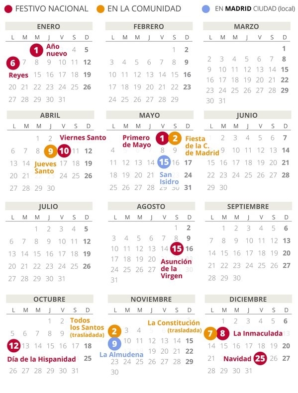 Calendario Laboral Madrid 2020 (Con Todos Los Festivos)
